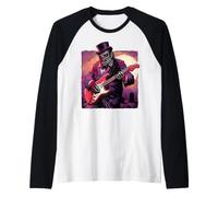 Winston Churchill Tocando Guitarra Scary Británico Inglaterra Goth Camiseta Manga Raglan