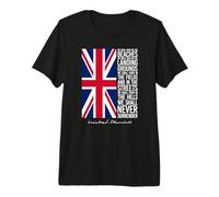 Winston Churchill We Shall Never Surrender - Bandera del Reino Unido Camiseta Premium
