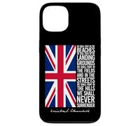 Winston Churchill We Shall Never Surrender - Bandera del Reino Unido Carcasa para iPhone 13