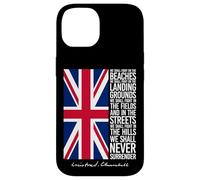 Winston Churchill We Shall Never Surrender - Bandera del Reino Unido Carcasa para iPhone 14