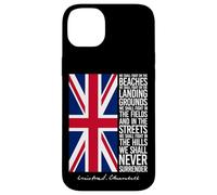 Winston Churchill We Shall Never Surrender - Bandera del Reino Unido Carcasa para iPhone 14 Plus