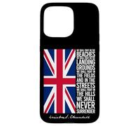 Winston Churchill We Shall Never Surrender - Bandera del Reino Unido Carcasa para iPhone 15 Pro Max
