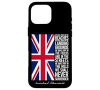 Winston Churchill We Shall Never Surrender - Bandera del Reino Unido Carcasa para iPhone 16 Pro Max