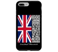 Winston Churchill We Shall Never Surrender - Bandera del Reino Unido Carcasa para iPhone 7 Plus/8 Plus