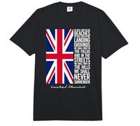 Winston Churchill We Shall Never Surrender - Bandera del Reino Unido Comfort Colors Adult Heavyweight T-Shirt