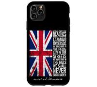 Winston Churchill We Shall Never Surrender Bandera del Reino Unido envejecida Carcasa para iPhone 11 Pro Max