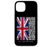 Winston Churchill We Shall Never Surrender Bandera del Reino Unido envejecida Carcasa para iPhone 13