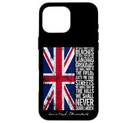 Winston Churchill We Shall Never Surrender Bandera del Reino Unido envejecida Carcasa para iPhone 16 Pro Max