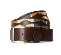 Winston Hide Cinturones de cuero para hombre, cinturón de diseño bordado marrón y negro, cinturón polo de cuero genuino marrón con costuras elegantes y coloridas para hombre, verde oscuro, M