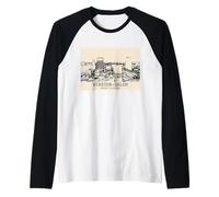 Winston-Salem Carolina del Norte Vintage Horizonte Dibujo Camiseta Manga Raglan