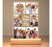 Wintarn Marco de fotos personalizado con fotos, marco de fotos personalizado con luz nocturna, placa acrílica personalizada para mamá