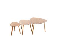 Wintem 3 mesas bajas beige de salón de madera en diferentes tamaños 40-48 - 60 cm - Se apilan y ahorran espacio - Ideales para ambientes de cualquier tamaño - Modernas y elegantes ideales para decorar