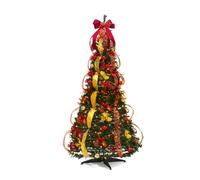 Wintem Árbol de Navidad Delgado Plegable Pop-up de 150 cm con 100 Luces LED cálidas integradas, diseño Ahorra Espacio, Montaje rápido y fácil de almacenar, Ideal para Decoraciones navideñas Elegantes