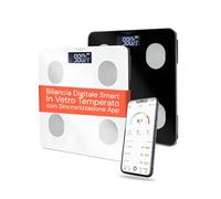 Wintem - Báscula digital inteligente de cristal templado con aplicación para análisis corporal completo, pantalla LCD amplia, tecnología Step-On y función multiusuario para control familiar del peso