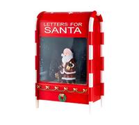 Wintem - Buzón de Navidad de 40 cm con Luces LED, Nieve en Movimiento y música, decoración de Metal con Papá Noel, Efecto escenográfico para Adornos navideños