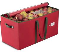 Wintem Caja de almacenamiento de bolas de Navidad TNT y cartón rígido de 65 x 32 x 32 cm con 64 compartimentos modulares y asas reforzadas, cremallera resistente para almacenar 128