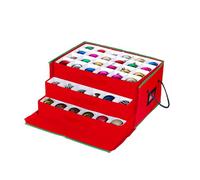 Wintem - Caja porta adornos de Navidad con 3 cajones extraíbles para 72 bolas de Navidad, estructura rígida de TNT 51 x 35 x 24 cm, cremallera robusta y etiqueta transparente para almacenamiento