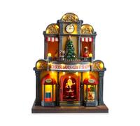 Wintem - Casa de Papá Noel Animada con Luces LED y música navideña para Decoraciones Festivas y Adornos Luminosos, Pintada a Mano y fácil de Usar con Cable USB Incluido