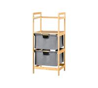 Wintem Cesto para la colada de bambú con 2 cestas y 2 estantes, 90 x 38 x 30 cm, estantes amplios y robustos con capacidad de carga de 6 kg, resistente y ecológico, ahorra espacio para cocina, baño o
