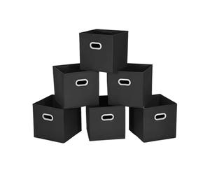 Wintem - Contenedores para armario plegables de tela con asas reforzadas, juego de 6 cajas ahorradoras de espacio 27 x 27 x 27 cm para ropa, organizador fácil de guardar y reutilizar