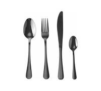 Wintem Cubertería en juego de 24 piezas de acero inoxidable satinado negro para 6 personas, diseño moderno y elegante, lavables en lavavajillas, ideales para uso diario y mesas elegantes