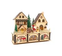 Wintem Decoración navideña iluminada con LED y Personajes de Madera, decoración navideña con Papá Noel y muñeco de Nieve, Ideal para Decorar la casa con Ambiente cálido y mágico