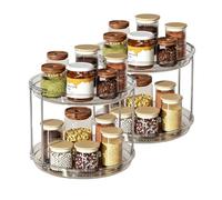 Wintem - Juego de 2 organizadores de cocina giratorios de 2 niveles, de plástico impermeable, fáciles de limpiar, organizador de cocina que ahorra espacio para accesorios, uso versátil y montaje