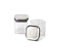 Wintem Juego de 2 tarros de cristal borosilicato 10 x 10 x 10 cm de 700 ml - Resiste temperaturas extremas de -20 °C a +150 °C - Tapa de acero inoxidable y cierre hermético de silicona - Apto para