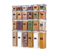 Wintem - Juego de 24 recipientes herméticos para alimentos apilables de polipropileno transparente con cierre hermético y 24 etiquetas incluidas para organizar y almacenar en despensa