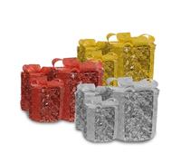 Wintem Juego de 3 Cajas de Regalo Decorativas navideñas en Tres tamaños con Cintas, Decoraciones navideñas escénicas - Juego de 3 tamaños de Iguales Colores según disponibilidad