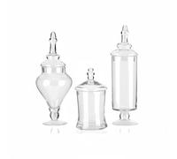 Wintem Juego de 3 recipientes de cristal con tapa hermética transparente para alimentos, ideales para cocina, despensa y buffet, capacidad variable, fáciles de usar y de diseño elegante