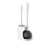 Wintem - Kit Completo de Limpieza de Inodoro de 3 Piezas - Escobillero, desatascador y Base de Soporte Antideslizante para baño Limpio, higiénico y ordenado, fácil de Limpiar y Ahorra Espacio