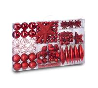 Wintem Kit de Adornos navideños Rojos de 102 Piezas irrompibles para árbol de Navidad y casa con Bolas, Estrellas y Corazones, fáciles de Colgar y almacenar, Adornos coordinados y