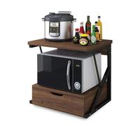 Wintem - Mueble de Cocina Moderno para microondas con cajón Que Ahorra Espacio y Estante de Madera y Acero para Horno microondas, freidora de Aire y estantería de Cocina
