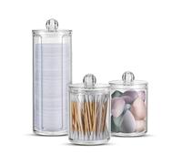 Wintem Organizador de baño transparente en juego de 3 de plástico PP resistente para discos desmaquillantes, bastones y accesorios de tocador, fáciles de limpiar e ideales para un orden elegante y