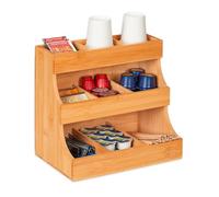 Wintem Organizador de madera de bambú con 9 compartimentos fáciles de limpiar - Recipiente natural y estable para cocina, zona de café, baño u oficina, diseño moderno y ecológico