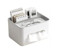 Wintem - Porta pañuelos con Organizador de Escritorio Ahorra Espacio con 3 Compartimentos multifuncionales, Porta pañuelos Rectangular con Caja de Almacenamiento integrada para Oficina, baño y mesita