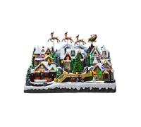 Wintem Pueblo navideño con iluminación LED y música, 37 x 55 x 33 cm - Decoración navideña en Movimiento Ideal para Decorar el hogar - Fabricado en Materiales Resistentes y Pintado a Mano