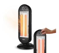 Wintem Radiador de calor halógeno de bajo consumo con oscilación automática, doble potencia 450-900 W y sistema de protección antivuelco para un calor uniforme y natural en el hogar y la oficina