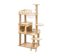 Wintem - Rascador para Gatos multinivel con caseta, Plataformas de MDF y columnas de sisal, 135 cm de Altura, con Hamaca Transparente y Bola Colgante, para Juegos, relajación y observación