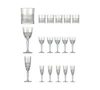 Wintem - Vasos de agua de cristal, copas de vino, copas de cristal para brindis y aperitivo - Juego brillante de 18 piezas elegante para mesa refinada, apto para lavavajillas