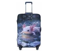 Winter Axolotl in Frozen Pond Fundas de equipaje de viaje - Fundas protectoras elásticas para maletas de 18 a 32 pulgadas, Negro -, Mediano