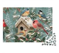 Winter Birdhouse Scene-1 Puzzle De 1000 Piezas Rompecabezas para Adultos Rompecabezas 1000 Piezas para Adultos para Amantes O Amigos Rompecabezas Imposable 52x38cm/1000pcs