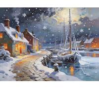 Winter Boat 500 Piece Jigsaw Puzzles for Adults, Colourful, Challenging & Brainteasing Adult Puzzles 500 Pieces Snow, Fun jigsaws for The Whole Family 20x15 Inch