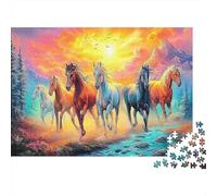 Winter Carriage 1000Pc Jigsaw Puzzle for Men & Women Horses Running at Sunset Fun Present & Home Activity | Wall Decoration 38x26cm/1000pcs