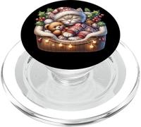 Winter Cat For Women Cuddle with Teddy Bear Christmas Lights PopSockets PopGrip para MagSafe