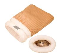 Winter Cat Sleeping Bag, Hot Semi-Enclosed Cat Bed, Soft Plush Sack, & Comfortable Pet Nest, Large Size, Self-Warming Cushion, for Indoor Cats & Small Pets