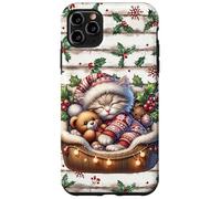 Winter Cat with Christmas Lights & Mistletoe Cute Snowflake Carcasa para iPhone 11 Pro MAX