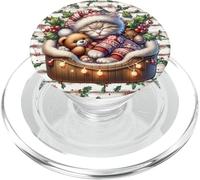 Winter Cat with Christmas Lights & Mistletoe Cute Snowflake PopSockets PopGrip para MagSafe