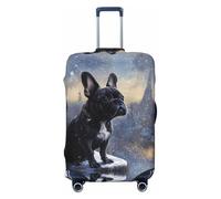 Winter City - Fundas de equipaje de viaje para Bulldog Francés, fundas elásticas para maletas de 18 a 32 pulgadas, Negro -, Mediano